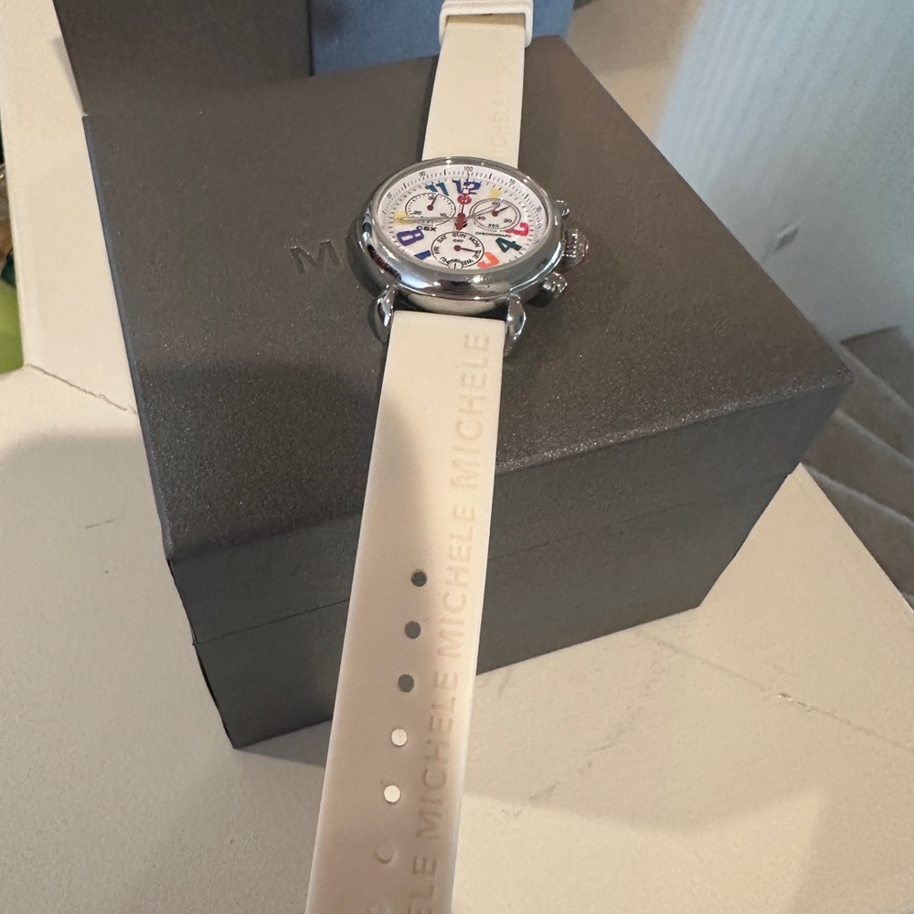 Michele Rainbow Face Watch with extra band and original packaging - Picture 3 of 7